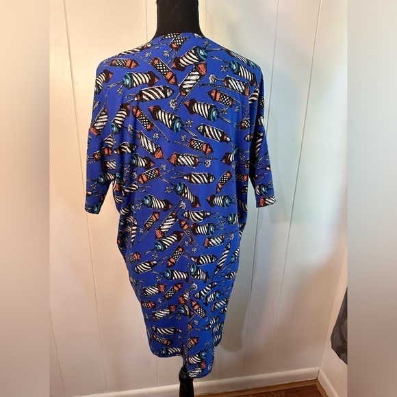 LuLaRoe Women’s Royal Blue Fireworks Irma Top Size XS - Picture 8 of 11